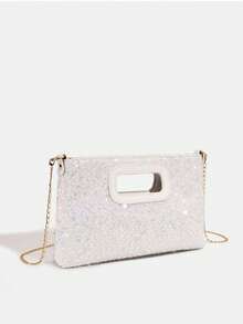 1件装女童新款时尚亮片优雅斜挎包，链条单肩包，手拿包，晚宴包，链条包，零钱包，钱包，适合日常、派对、旅行，理想的礼物 - 手拿晚餐包 - 查看 9