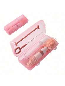 6pcs/Pack Portable Silicone Bottle Brush Set With Travel Case, Including Bottle Brush, Nipple Brush, Straw Brush,Spray Bottle,Bottle Rack, Milk Bottle Cleaning Set Perfect For Outdoor Travel - Multicolor - View 13