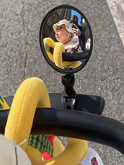 1pc Universal Baby Stroller Rearview Mirror - No Installation Required, Baby Walker Safety Accessory, Parenting Essential, Compact Design, Fashionable Hanging Style, High-Quality Glass, Helpful For New Parents And Busy Moms