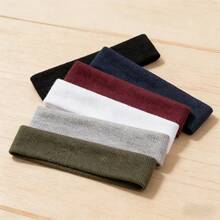 1条简约纯色针织罗纹弹力发带，窄款运动瑜伽发带，男女通用，休闲涤纶材质 - 彩色 - 查看 2