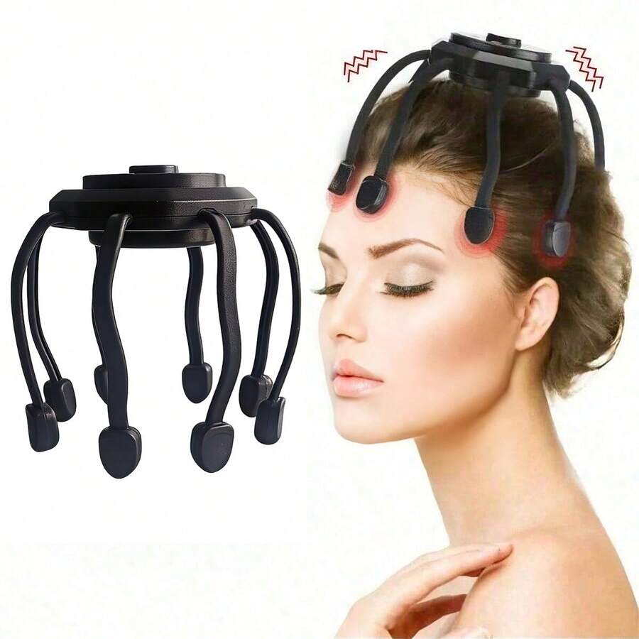 جهاز تدليك فروة الرأس المحمول القوي 360°، 8 ترددات اهتزاز، 3 أوضاع، جهاز تدليك الرأس، تخفيف التوتر، هدية مثالية