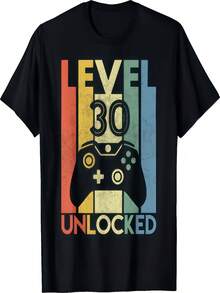 Level 30 Unlocked Funny Video Gamer 30th Birthday Gift Men T-Shirt - Black - View 2