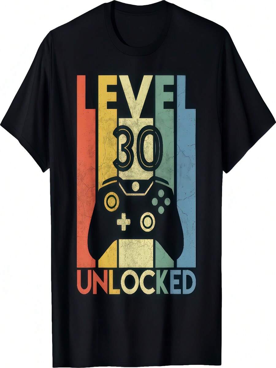 Level 30 Unlocked Funny Video Gamer 30th Birthday Gift Men T-Shirt