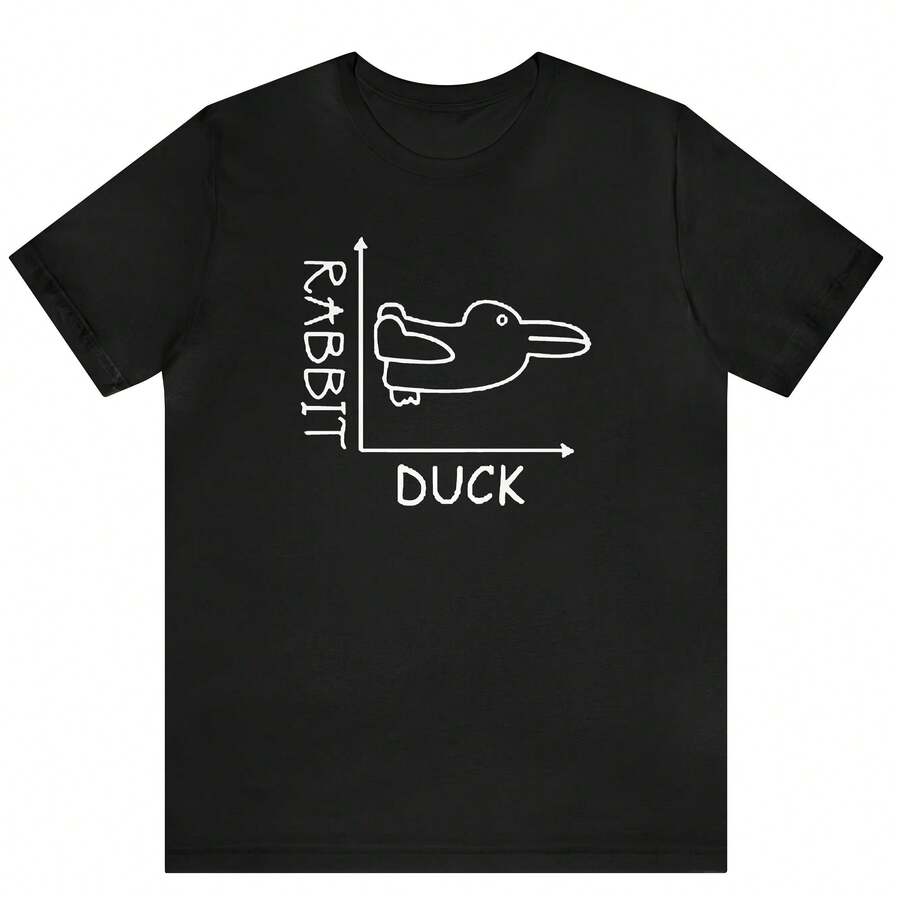 Creative Duck Print T-shirt, Men'S Casual Comfy Tee For Summer, Men'S Short Sleeve Top For Daily Activity - Negro - Ver 1