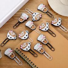 12 Pcs Coffee Cup Shape Paper Clips Funny Cute Paperclips Bookmarks Planner Clips Back To Schoolsss Teacher Appreciation Gift Supplies For Employee Office Supplies Stationery Coffee Lover Gifts - 白色,黑色 - 查看 7