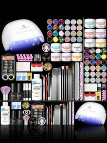 PEACECOLOR Beginner Acrylic Nail Kit With UV Nail Lamp Glitter Powder Complete DlY Nail Art Starter Kit For Gift Nail Extensions Gift Set - Bộ dụng cụ làm móng Acrylic 92 món - Xem 11