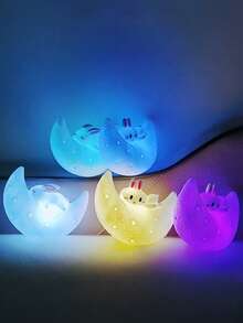1pc Moon Rabbit Night Light, Modern Creative Rabbit Lamp, Bedroom Bedside Lamp, Decorative Lighting, Decorative Small Table Lamp, Ramadan, Valentine's Day Gift - Multicolor - View 3