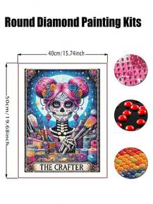 Skull Diamond Art Kits For Adults, Skull Diamond Painting For Beginners, Diamond Dot, 5D Dimond Art Paintings Kit, Gem Painting Kit, Crafts For Adults, Crystal Art, Home Wall Decor Gifts - Multicolor - View 8