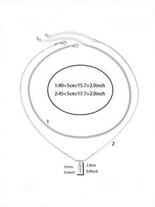 2件套男士不锈钢朋克金属风双层吊坠项链，个性化铆钉尖刺吊坠设计，适合时尚派对和休闲酷炫装扮 - 白色 - 查看 3