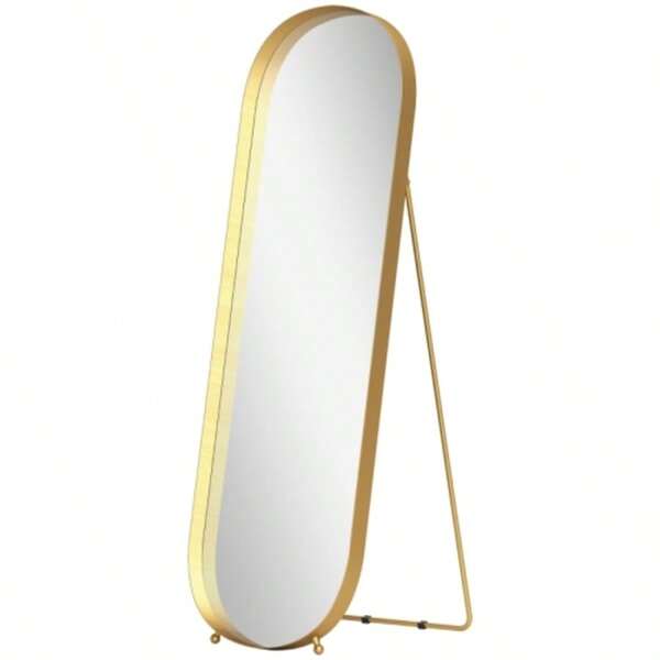 Freestanding Mirror With Metal Frame, 160 X 50 Cm, Gold Frame, For Living Room, Bedroom