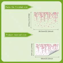 1 pieza Adhesivo de pared de flor de cerezo acuarela, autoadhesivo sin pegamento, adecuado para la pared del dormitorio, crea un ambiente romántico y suave de primavera - Multicolor - Ver 6