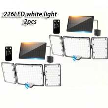 226LED White Light Outdoor Solar Three-Head Floodlight, Adjustable Light Board, Large Lighting Angle And Area, IP65, Remote Control +16.4ft Cable, Suitable For Garden/Courtyard/Balcony/Garage/Corridor/Swimming Pool/Porch Lighting Use - White Light - View 13