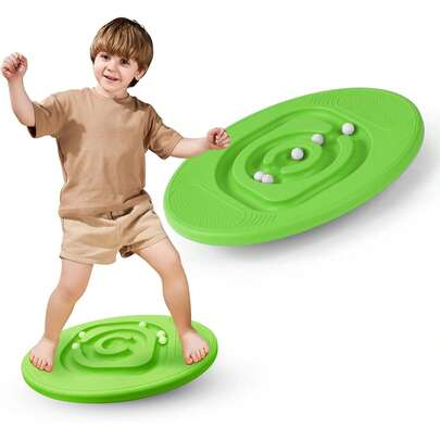 GCCSJ Balance Board Kids,Kids Maze Balance Board (Ages 3-12) - Non-Slip Wobble Trainer For Ski/Surf/Snowboard Prep, Sensory Rocker For Core Therapy & Balance Skills, Durable Wooden Balance Board For Home/Playroom/Gym, Fun Skill-Building Toy For Boys & Girls