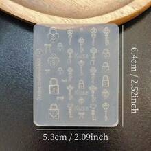 1pc Cartoon Button, Key Chain, Heart Lock, Fruit, Star, Kitten, Cookie Shaped Transparent Silicone Nail Art Mold, Creative Decorative Accessory - Clear - View 12