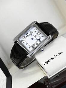 1pc Pablo Raez Classic Men's Wristwatch, Minimalist Men's Business Wristwatch, Luxury Rectangular Stainless Steel Wristwatch, Roman Numeral Wristwatch - one-size - View 5