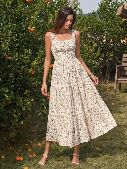 PARTHEA 夏季休闲碎花无袖连衣裙