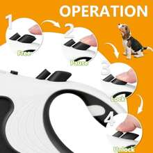 5米/16英尺可伸缩狗绳，带LED灯，适用于体重不超过77磅的狗狗，360°防缠绕尼龙带，防滑手柄 - 彩色 - 查看 5