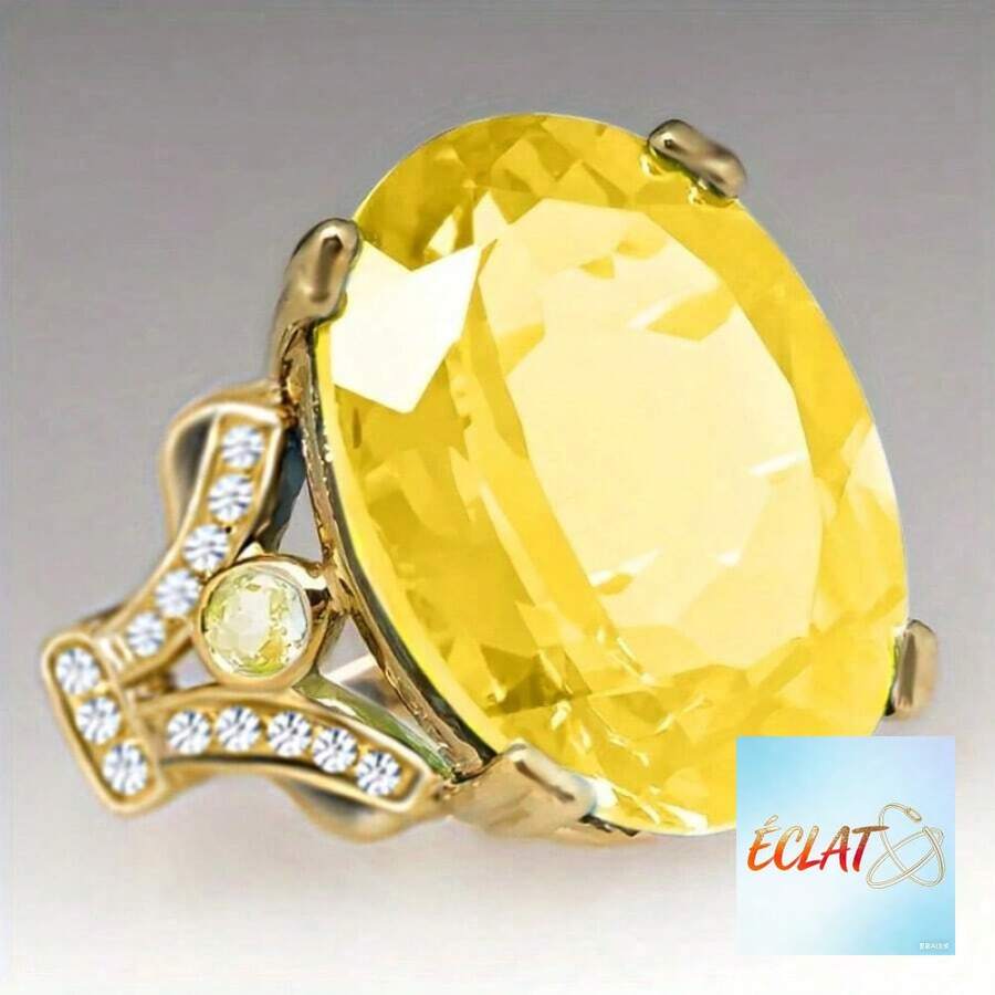 ZRVW Bohemian Style Red Zirconia Oval Ring |   Sign Of Elegance & Beauty |   Perfect For Casual Outfits, Party & Luxury Gift For Women - Yellow - View 1