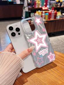 Funda con diseño de estrellas rosas, compatible con iPhone 16, 15, 14 Pro Max, 13, 12, 11, XR y XS Plus. Fabricada en silicona TPU, ofrece protección contra golpes y caídas, además de una excelente sensación al tacto. Es el regalo ideal para familiares, amigos y seres queridos. - Pequeña pluma - Ver 4