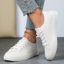 Women Lightweight Comfortable Low-Top Flat Casual Sports Shoes For All Seasons, Spring/Autumn Shoes For Women - trắng - Xem 4