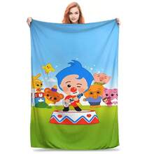 Cute Cartoon P-Plim Flannel Blanket Winter  Soft Bedding Throws For Ren Home Decor Pattern Bedspread Sofa Bed Cover(16).Jpg - 白色 - 查看 1