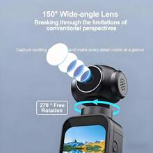 5K Vlog相机，便携式相机，直播相机，口袋大小，带外置麦克风和270°旋转镜头 - 适用于Vlog、户外活动、旅行和骑行的紧凑型视频录像机 - 32GB存储空间，1000mAh电池，MP4录制，手动模式图像防抖 - 彩色 - 查看 9