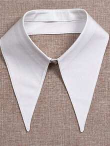 Camisa de Gola Pontuda Minimalista em Denim com Colarinho Falso Destacável, Colarinho Falso de Gola Redonda, Acessório Versátil Adequado para Roupas de Outono/Inverno - Multicolorido - Visão 2