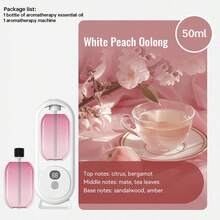 自动香薰精油扩散器 - 静音、可充电、桌面/壁挂式、氛围灯、5种可调节模式、6种香型选择：白桃乌龙、椰子、海洋、蓝铃花、柠檬、檀香 - 适用于家庭、酒店、办公室、浴室 - 白色 - 查看 20