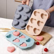 1pc 6-Cavity Heart Shaped Silicone Cake Mold, DIY Baking Mousse Chocolate Silicone Mold For Valentine's Day, Easy To Clean, Heat Resistant, Non-Stick, Suitable For Birthday Party, Mother's Day, Wedding And Holiday Celebration, Multi-Flavor DIY Cake Tool - Multicolor - View 5