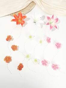 1 pezzo Accessorio per capelli con fiore di giglio bohémien primavera/estate, copricapo con catena di perle e nappe per donna, fermaglio per capelli con decorazione di fiori finti, stile romantico per pendolarismo, viaggi & vacanze, fermagli per capelli, forcina - Multicolore - Visualizzare 4