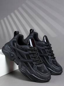 男士低帮运动鞋，休闲跑鞋，慢跑鞋，步行鞋，时尚渐变红色鞋履，网球鞋，街头服饰 - 黑色 - 查看 4