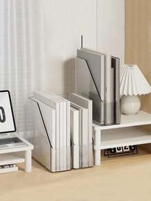 1/2个透明塑料立式文件袋，桌面收纳架，可放置杂志、活页夹、笔记本、信封和其他文具，多功能桌面收纳架，适用于学习用品 - 無色 - 查看 7