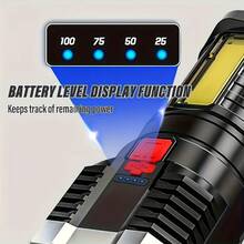 1/2/4件組 USB可充電LED手電筒，7合1 COB工作燈附底座，USB供電附不鏽鋼夾，含充電線，180度旋轉燈頭，LED電池指示燈，支援USB反向輸出，便攜露營夾燈，工業燈附磁吸底座，強光束，適用於緊急使用、露營、釣魚、維修、建築、居家照明緊急燈－聖誕節、萬聖節、復活節、情人節、節日禮物、戶外照明緊急燈 - 5LED-手電筒 - 查看 10