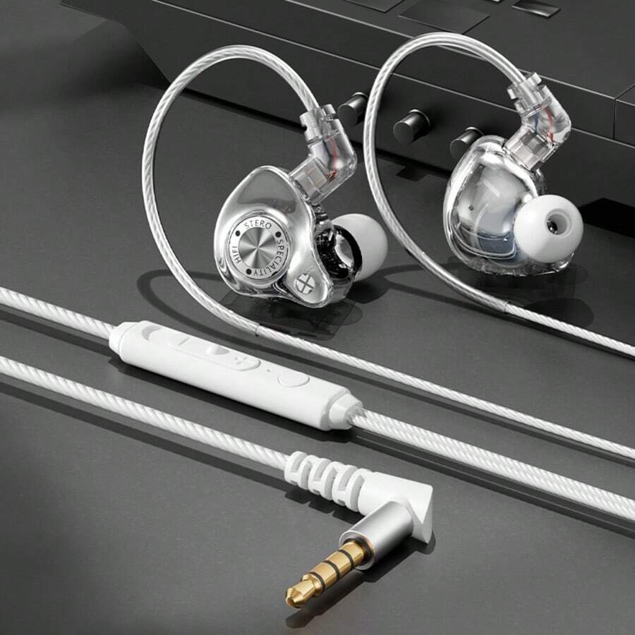 10mm Dynamic Driver IEM Earphones, Detachable Cable In-Ear Headphones With Deep Bass HiFi Sound - Crystal - View 1