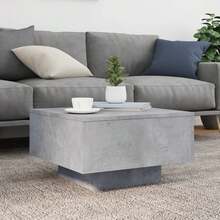 vidaXL Table basse gris béton 55x55x31 cm bois d'ingénierie - Noir - Voir 4