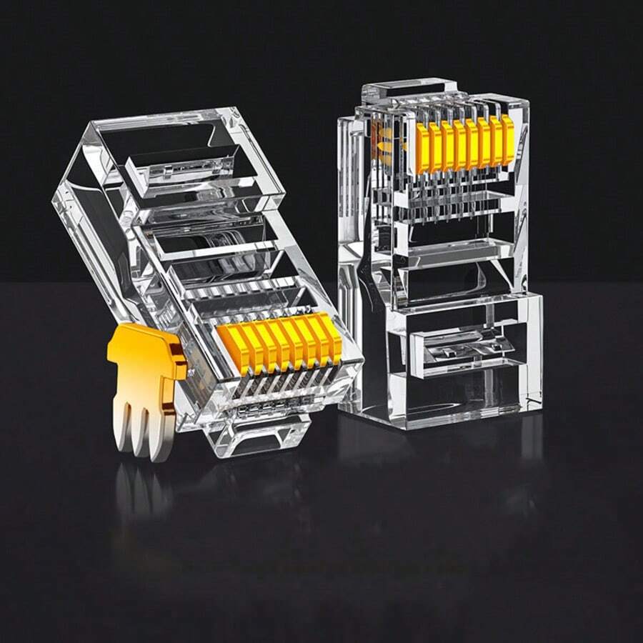 腾鑫康 (TXK) Cat5e RJ45 连接器 - 8P8C 非屏蔽 (UTP) 以太网插头，镀金铜触点，兼容 Cat5/Cat5e/Cat6 以太网线（100-1000 个），不含线缆
