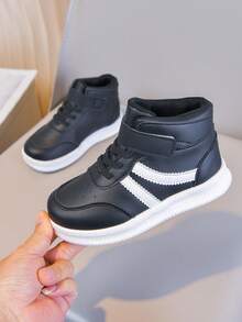 New Kids Sports Shoes Running Shoes Casual Shoes, Mid-Top Leather Shoes, Soft Sole Toddler Walking Shoes Suitable For Boys And Girls - Black - View 8
