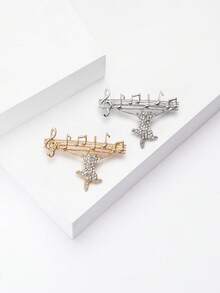 Luxury Rhinestone Music Note Cat Brooches - Animal Pins For Women Unisex Casual Party Jewelry Accessories / Friends Gifts Badges Decoration - Cat - View 10