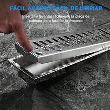 Drenaje De Piso, Coladeras De Desage, Desage De Suelo Largo Cuadrado De Acero Inoxidable (40 * 10 Cm), Tubo De Desage De Ducha, Filtro De Drenaje Antiolor De Gran Desplazamiento (Plata) - Pago - Ver 6