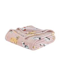 VelvetLoft Printed Flannel Blanket Soft Lightweight Cozy Throw With Cute Pups Pattern For Home Sofa Bed - Baby Pink - View 4