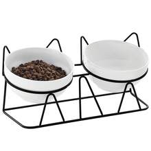 室内猫用陶瓷增高食碗，15°倾斜金属支架防呕吐保护脊椎，减少猫咪胡须疲劳，防滑且可机洗 - 400-800ml - 查看 11