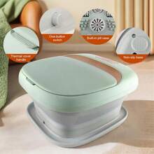 (EU Plug) 1pc Foldable Electric Foot Spa Bath Massager, Automatic Temperature Control, Foot Massage Basin With Rollers, Ideal For Gift Or Personal Use - Green - View 6