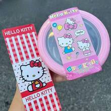 Sanrio 1200ml Super Large Capacity Hello Kitty Bento Lunch Box With Lid, Suitable For School Lunch, Includes Stainless Steel Ramen Bowl, Can Be Matched With Matching Cutlery, Salad & Dessert Bowls, Fridge Storage Set, Reusable Bowls, Ideal For Cold Dishes And Hot Foods