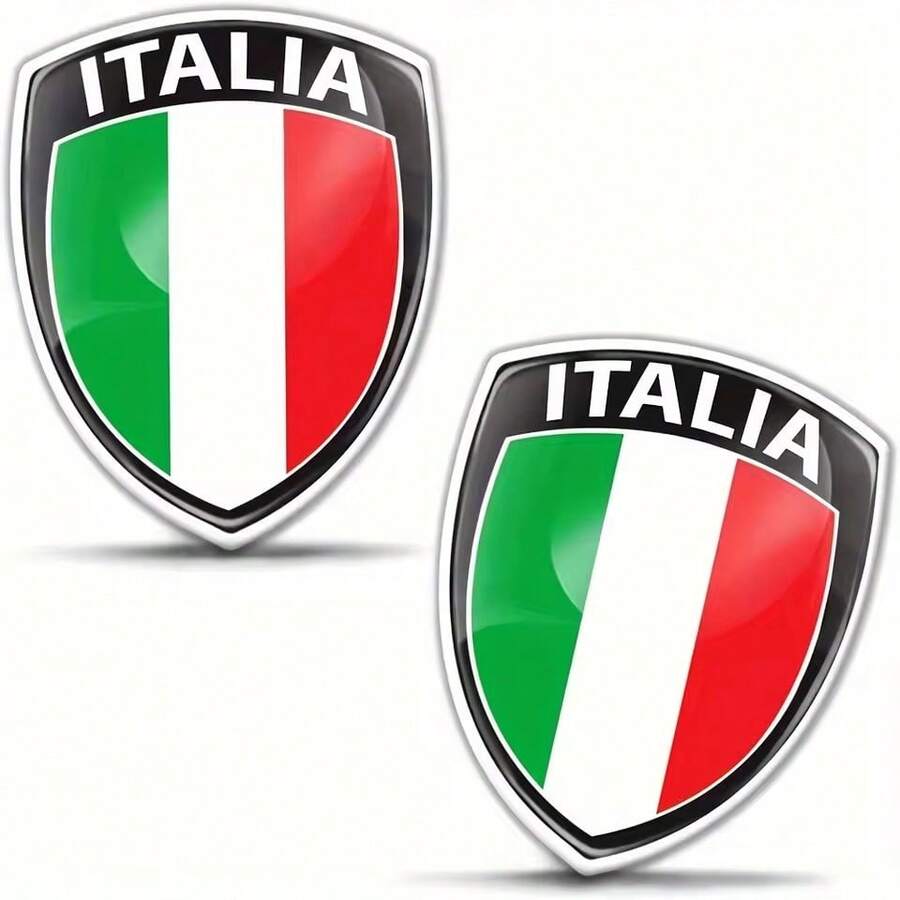 2pcs 3D Epoxy Resin Stickers Italian Flag Emblem Suitable For Cars, Motorcycles, Electric Vehicles, Any Flat Surface - 2pcs - View 1