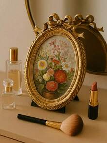 1个经典复古相框，仿木雕花，不含相纸，桌面/墙面装饰相框，花卉雕刻，树脂相框，复古创意桌面摆件，迷你方形相框，家居装饰，适用于家庭、房间、客厅、办公室 - 彩色 - 查看 2