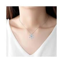 NanMuc Christmas 925 Sterling Silver Snowflake Pendant Necklace With Blue Ctystal Jewelry New Year Holiday For Women 18inch Chain - Blue - 查看 4