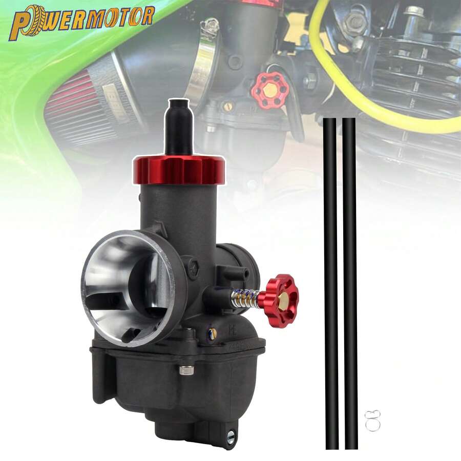 PowerMotor Motorcycle Carburetor Suitable For Kawasaki KX80 KX100 KX125 And CR80 CR85 KSR110 Motorcycles Red Carburetor Cover DASH PE30 Modification Part. - A - View 1