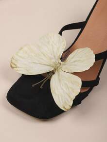 Luxe Velvet Heels With Butterfly Embellishments – Your Go-To For Evening Glam And Daytime Sophistication