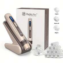 Dr.Pen Hydra.Pen H5 Electric Skin Care Pen, Automatic Application Of Essence, 3-In-1 Skin Care Tool, Attached (6 Nano + 3 36 Needles + 3 12 Needles, 0.25mm) For Skin, Body And Hair, Gifts For Men And Women, Golden - H5+12PIN - 查看 10