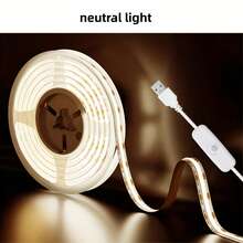 USB供电COB LED灯带，501开关和按钮双重控制，超亮无眩光，三种色温（冷白/自然白/暖白） - 卧室专用LED灯，适用于电视背光、梳妆镜、橱柜、艺术面板和家居装饰，节日装饰灯，自粘式LED灯带，客厅吸顶灯，卧室配件，房间装饰灯 - 彩色 - 查看 25